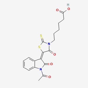 molecular formula C19H18N2O5S2 B12347279 6-[(5E)-5-(1-acetyl-2-oxoindol-3-ylidene)-4-oxo-2-sulfanylidene-1,3-thiazolidin-3-yl]hexanoic acid 