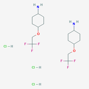 molecular formula C16H31Cl3F6N2O2 B12347289 Bis(4-(2,2,2-trifluoroethoxy)cyclohexan-1-amine) trihydrochloride 