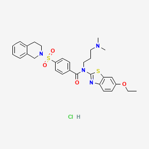 molecular formula C30H35ClN4O4S2 B12347290 4-((3,4-dihydroisoquinolin-2(1H)-yl)sulfonyl)-N-(3-(dimethylamino)propyl)-N-(6-ethoxybenzo[d]thiazol-2-yl)benzamide hydrochloride 