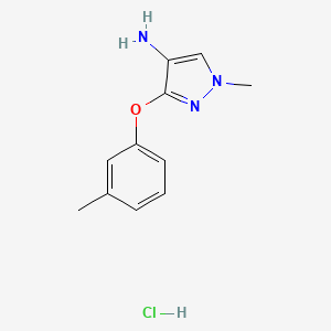 molecular formula C11H14ClN3O B12347318 1-Methyl-3-(3-methylphenoxy)pyrazol-4-amine;hydrochloride CAS No. 1431965-60-4