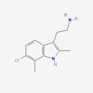 molecular formula C12H15ClN2 B12347340 2-(6-chloro-2,7-dimethyl-1H-indol-3-yl)ethanamine 