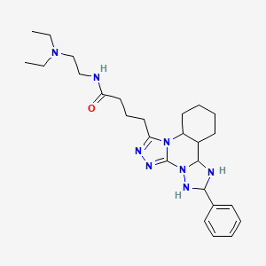 molecular formula C26H40N8O B12347342 N-[2-(diethylamino)ethyl]-4-{9-phenyl-2,4,5,7,8,10-hexaazatetracyclo[10.4.0.0^{2,6}.0^{7,11}]hexadeca-1(16),3,5,8,10,12,14-heptaen-3-yl}butanamide 