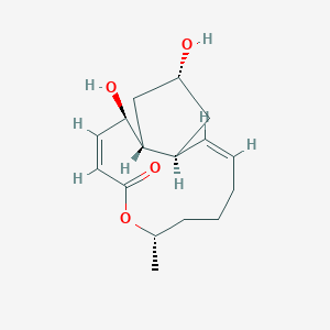 molecular formula C16H24O4 B1234736 (1R,2R,3Z,7S,11Z,13S,15R)-2,15-dihydroxy-7-methyl-6-oxabicyclo[11.3.0]hexadeca-3,11-dien-5-one CAS No. 83710-00-3