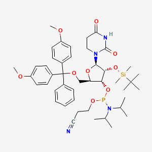 molecular formula C45H63N4O9PSi B12347366 3-[[(2R,3R,4R,5R)-2-[[bis(4-methoxyphenyl)-phenylmethoxy]methyl]-4-[tert-butyl(dimethyl)silyl]oxy-5-(2,4-dioxo-1,3-diazinan-1-yl)oxolan-3-yl]oxy-[di(propan-2-yl)amino]phosphanyl]oxypropanenitrile 