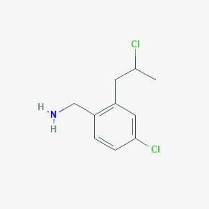 molecular formula C10H13Cl2N B12347398 [4-Chloro-2-(2-chloropropyl)phenyl]methanamine 