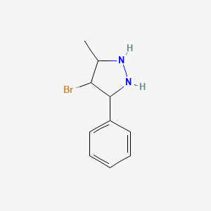 molecular formula C10H13BrN2 B12347399 4-Bromo-3-methyl-5-phenylpyrazolidine 