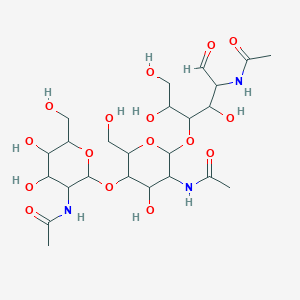molecular formula C24H41N3O16 B1234742 N-[2-[5-acetamido-6-(5-acetamido-1,2,4-trihydroxy-6-oxohexan-3-yl)oxy-4-hydroxy-2-(hydroxymethyl)oxan-3-yl]oxy-4,5-dihydroxy-6-(hydroxymethyl)oxan-3-yl]acetamide 