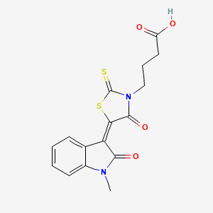 4-[(5E)-5-(1-methyl-2-oxoindol-3-ylidene)-4-oxo-2-sulfanylidene-1,3-thiazolidin-3-yl]butanoic acid