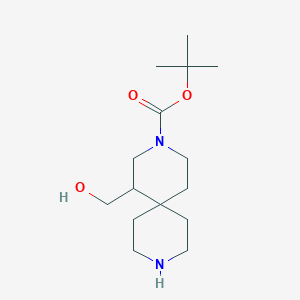 molecular formula C15H28N2O3 B12347517 tert-Butyl 1-(hydroxymethyl)-3,9-diazaspiro[5.5]undecane-3-carboxylate 