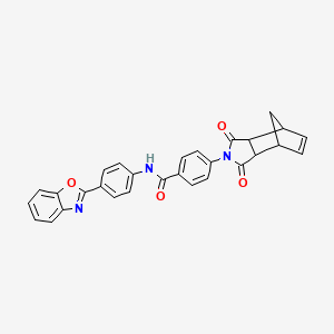 molecular formula C29H21N3O4 B1234752 N-[4-(1,3-benzoxazol-2-yl)phenyl]-4-(1,3-dioxo-1,3,3a,4,7,7a-hexahydro-2H-4,7-methanoisoindol-2-yl)benzamide 