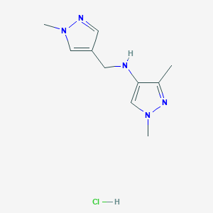 molecular formula C10H16ClN5 B12347537 1,3-dimethyl-N-[(1-methylpyrazol-4-yl)methyl]pyrazol-4-amine;hydrochloride CAS No. 1856031-07-6