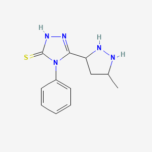 molecular formula C12H15N5S B12347571 3-(5-methylpyrazolidin-3-yl)-4-phenyl-1H-1,2,4-triazole-5-thione 