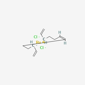 molecular formula C12H18Cl2Ru B12347635 Ruthenium, dichloro[(1,2,3,6,7,10,11,12-eta)-2,6,10-dodecatriene-1,12-diyl]- 