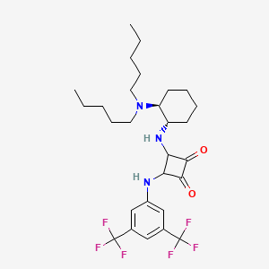 molecular formula C28H39F6N3O2 B12347699 3-[3,5-bis(trifluoromethyl)anilino]-4-[[(1S,2S)-2-(dipentylamino)cyclohexyl]amino]cyclobutane-1,2-dione 