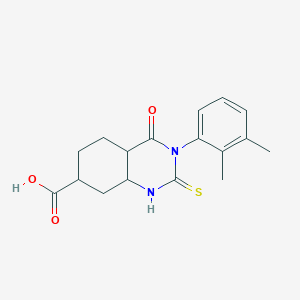 molecular formula C17H20N2O3S B12347729 3-(2,3-dimethylphenyl)-4-oxo-2-sulfanylidene-4a,5,6,7,8,8a-hexahydro-1H-quinazoline-7-carboxylic acid 