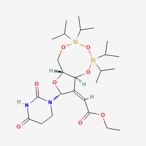 molecular formula C25H44N2O8Si2 B12347730 ethyl (2Z)-2-[(6aR,8R,9aS)-8-(2,4-dioxo-1,3-diazinan-1-yl)-2,2,4,4-tetra(propan-2-yl)-6a,9a-dihydro-6H-furo[3,2-f][1,3,5,2,4]trioxadisilocin-9-ylidene]acetate 