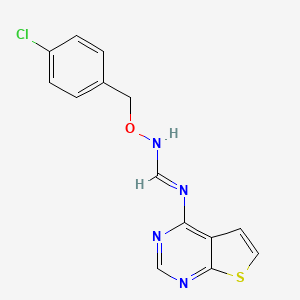molecular formula C14H11ClN4OS B1234778 N'-[(4-氯苄基)氧基]-N-噻吩并[2,3-d]嘧啶-4-亚氨基甲酰胺 