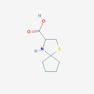 molecular formula C8H13NO2S B12347856 1-Thia-4-azaspiro[4.4]nonane-3-carboxylic acid 