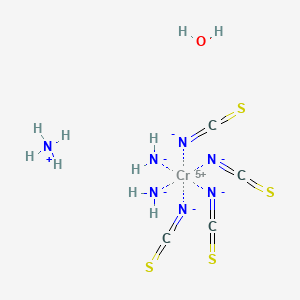 molecular formula C4H10CrN7OS4 B12347929 Chromate(1-), diamminetetrakis(thiocyanato-kN)-, ammonium,monohydrate, (OC-6-11)- 