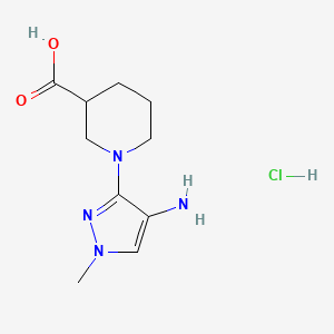 1-(4-Amino-1-methylpyrazol-3-yl)piperidine-3-carboxylic acid;hydrochloride