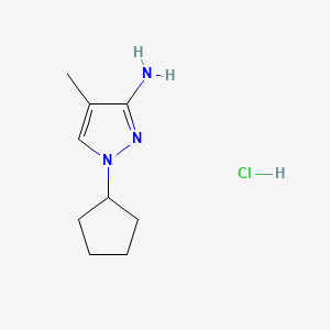 molecular formula C9H16ClN3 B12348023 1-Cyclopentyl-4-methylpyrazol-3-amine;hydrochloride CAS No. 1431963-87-9