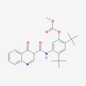 molecular formula C26H30N2O5 B12348048 [2,4-ditert-butyl-5-[(4-oxo-3H-quinoline-3-carbonyl)amino]phenyl] methyl carbonate 