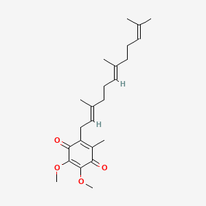 molecular formula C24H34O4 B1234818 2,5-Cyclohexadiene-1,4-dione, 2,3-dimethoxy-5-methyl-6-(3,7,11-trimethyl-2,6,10-dodecatrienyl)-, (E,E)- CAS No. 1173-76-8