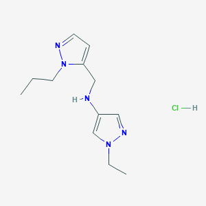 molecular formula C12H20ClN5 B12348194 1-ethyl-N-[(2-propylpyrazol-3-yl)methyl]pyrazol-4-amine;hydrochloride CAS No. 1856078-51-7