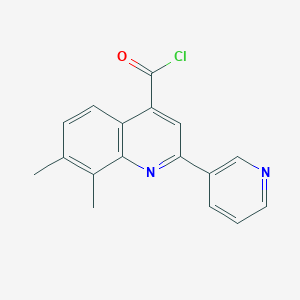 molecular formula C17H13ClN2O B12348211 7,8-Dimethyl-2-pyridin-3-ylquinoline-4-carbonyl chloride hydrochloride 