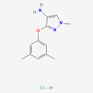 molecular formula C12H16ClN3O B12348310 3-(3,5-Dimethylphenoxy)-1-methylpyrazol-4-amine;hydrochloride CAS No. 1431967-92-8