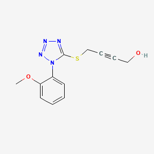 molecular formula C12H12N4O2S B12348335 4-{[1-(2-methoxyphenyl)-1H-tetrazol-5-yl]sulfanyl}but-2-yn-1-ol 