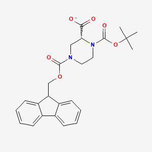 molecular formula C25H27N2O6- B12348361 (2R)-4-(9H-fluoren-9-ylmethoxycarbonyl)-1-[(2-methylpropan-2-yl)oxycarbonyl]piperazine-2-carboxylate 