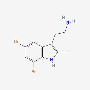 molecular formula C11H12Br2N2 B12348407 2-(5,7-dibromo-2-methyl-1H-indol-3-yl)ethanamine 