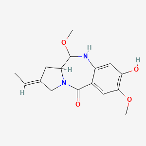 molecular formula C16H20N2O4 B1234846 2-Ethylidene-1,2,3,10,11,11a-hexahydro-8-hydroxy-7,11-dimethoxy-5H-pyrrolo[2,1-c][1,4]benzodiazepin-5-one 