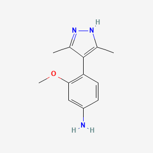 molecular formula C12H15N3O B12348491 4-(3,5-dimethyl-1H-pyrazol-4-yl)-3-methoxyaniline 