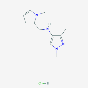 molecular formula C11H17ClN4 B12348513 1,3-dimethyl-N-[(1-methylpyrrol-2-yl)methyl]pyrazol-4-amine;hydrochloride CAS No. 1856096-31-5