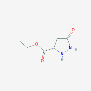 molecular formula C6H10N2O3 B12348516 Ethyl 5-oxopyrazolidine-3-carboxylate 