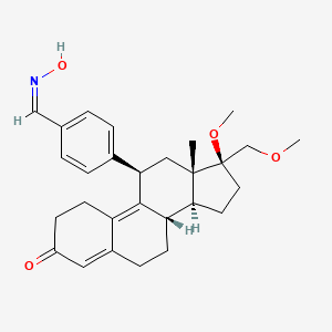molecular formula C28H35NO4 B1234852 (8S,11R,13S,14S,17S)-11-[4-[(Z)-hydroxyiminomethyl]phenyl]-17-methoxy-17-(methoxymethyl)-13-methyl-1,2,6,7,8,11,12,14,15,16-decahydrocyclopenta[a]phenanthren-3-one 
