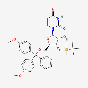 molecular formula C36H46N2O8Si B12348525 1-[(2R,3R,4S,5R)-5-[[bis(4-methoxyphenyl)-phenylmethoxy]methyl]-4-[tert-butyl(dimethyl)silyl]oxy-3-hydroxyoxolan-2-yl]-1,3-diazinane-2,4-dione 