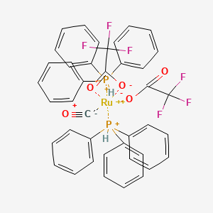 molecular formula C41H32F6O5P2Ru+2 B12348555 Bis(trifluoroacetato)carbonylbis(triphenylphosphine)ruthenium(II) 