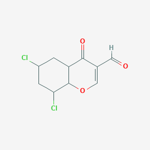 molecular formula C10H10Cl2O3 B12348560 6,8-Dichloro-4-oxo-4a,5,6,7,8,8a-hexahydrochromene-3-carbaldehyde 