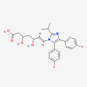 molecular formula C25H26F2N2O4 B1234858 (E)-7-[4,5-bis(4-fluorophenyl)-2-propan-2-ylimidazol-1-yl]-3,5-dihydroxyhept-6-enoic acid CAS No. 129443-92-1