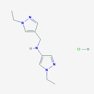 molecular formula C11H18ClN5 B12348623 1-ethyl-N-[(1-ethylpyrazol-4-yl)methyl]pyrazol-4-amine;hydrochloride CAS No. 1856052-82-8