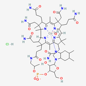 molecular formula C62H97ClCoN13O15P- B12348636 Cobinamide, Co-hydroxy-, f-(dihydrogen phosphate), inner salt, 3'-esterwith (5,6-dimethyl-1-a-D-ribofuranosyl-1H-benzimidazole-kN3),hydrochloride 