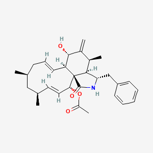 molecular formula C30H39NO4 B1234866 [(1R,2R,3E,5S,7S,9E,11R,12S,14S,15R,16S)-16-benzyl-12-hydroxy-5,7,14-trimethyl-13-methylidene-18-oxo-17-azatricyclo[9.7.0.01,15]octadeca-3,9-dien-2-yl] acetate 
