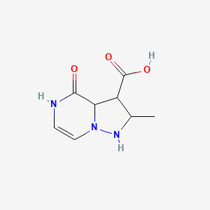 molecular formula C8H11N3O3 B12348728 2-methyl-4-oxo-2,3,3a,5-tetrahydro-1H-pyrazolo[1,5-a]pyrazine-3-carboxylic acid 