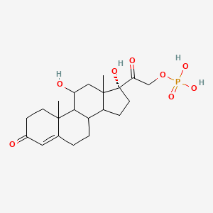 molecular formula C21H31O8P B1234874 [2-[(11S,17R)-11,17-dihydroxy-10,13-dimethyl-3-oxo-2,6,7,8,9,11,12,14,15,16-decahydro-1H-cyclopenta[a]phenanthren-17-yl]-2-oxoethyl] dihydrogen phosphate 