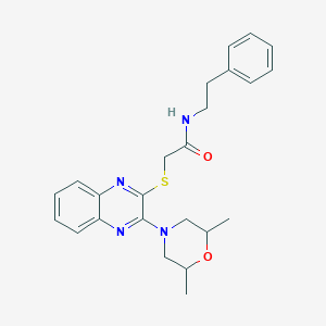 molecular formula C24H28N4O2S B1234875 2-[[3-(2,6-dimethyl-4-morpholinyl)-2-quinoxalinyl]thio]-N-(2-phenylethyl)acetamide 
