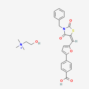 molecular formula C27H29N2O6S+ B12348795 (Z)-4-[5-(3-Benzyl-2,4-dioxo-thiazolidin-5-ylidenemethyl)-furan-2-yl]-benzoic acid (2-Hydroxy-ethyl)-trimethyl-ammonium 