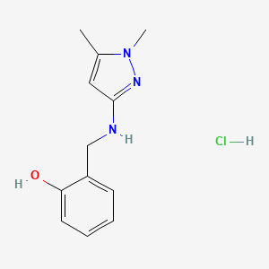 molecular formula C12H16ClN3O B12348807 2-[[(1,5-Dimethylpyrazol-3-yl)amino]methyl]phenol;hydrochloride CAS No. 1856095-41-4